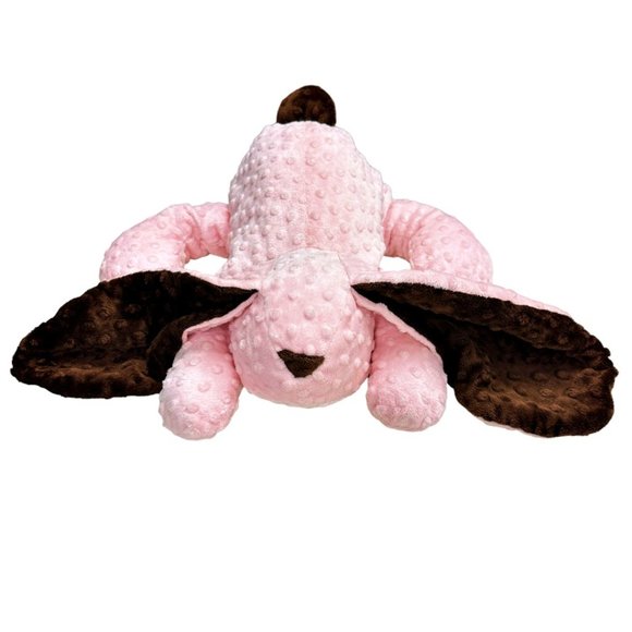 Minky Dot Bunny Rabbit Plush Pink Brown Stuffed Animal Soft Toy Easter Lovey 13" - Picture 1 of 8